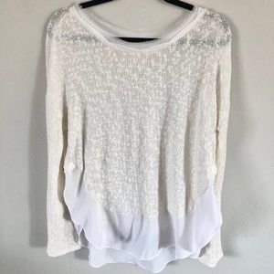 Anthropologie Deletta Bramble Knit Silk Hem Top